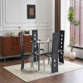 HAOYYE 4pcs Long Backrest Dining Chairs With Square Hollow Design, Comfortable PU Leather Cushions, Sturdy Electroplated Round Tube Legs, Modern Black Finish Dining Room Chairs Set For Home And Office